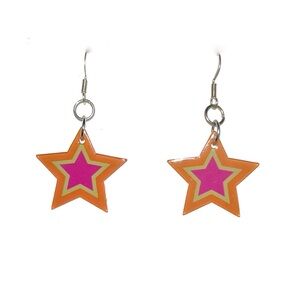 Star Shaped Orange and Pink Earrings